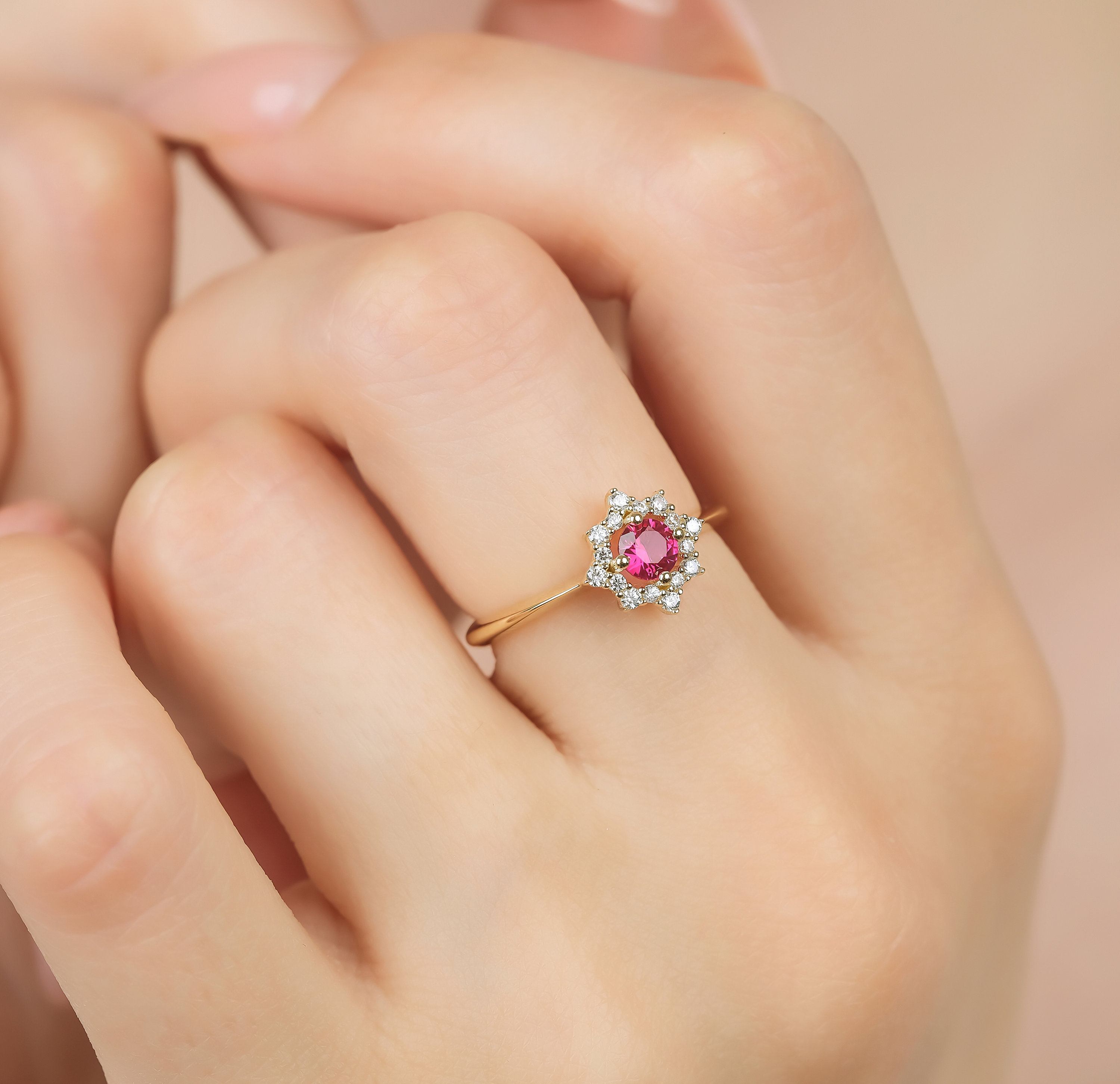 Buy Our Best Collection of Natural Red Ruby Ring 14k Gold | Chordia Jewels