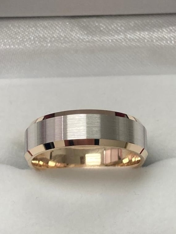 Palladium rose gold mens wedding bands clearance