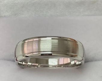 Platinum Mens Wedding Bands, Platinum Mens Wedding Rings, 6mm , Satin finish , Comfort Fit