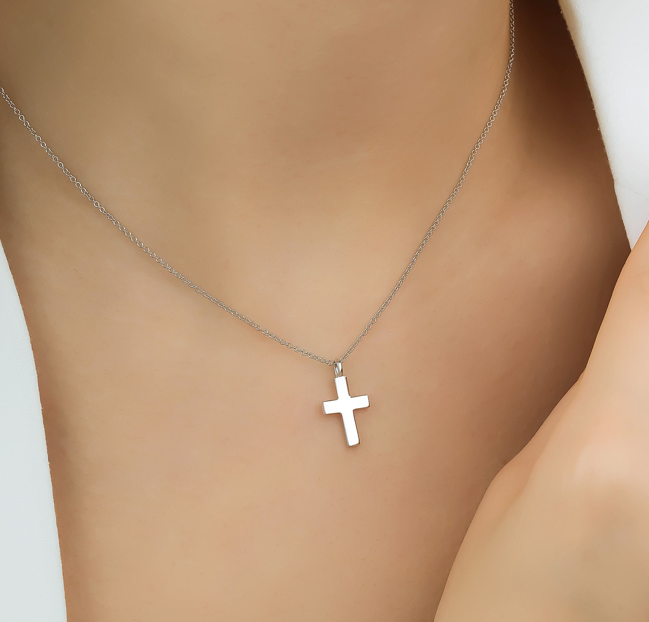 14K Gold Cross Charm Necklace 14K Rose Gold / 16 Inches