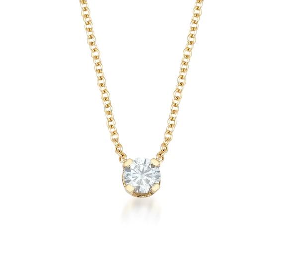 Gold solitaire diamond necklace outlet