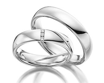 His and Hers Platinum Wedding Bands, Matching Wedding Rings Set  ,Platinum Diamond Wedding Bands