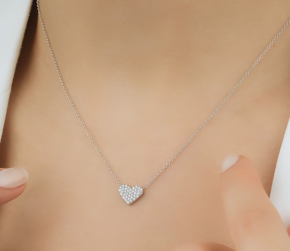 5.00ct Diamond Heart Pendant, Classic Heart Diamond Necklace, 925 Silv –  Infinity Diamond Jewellery