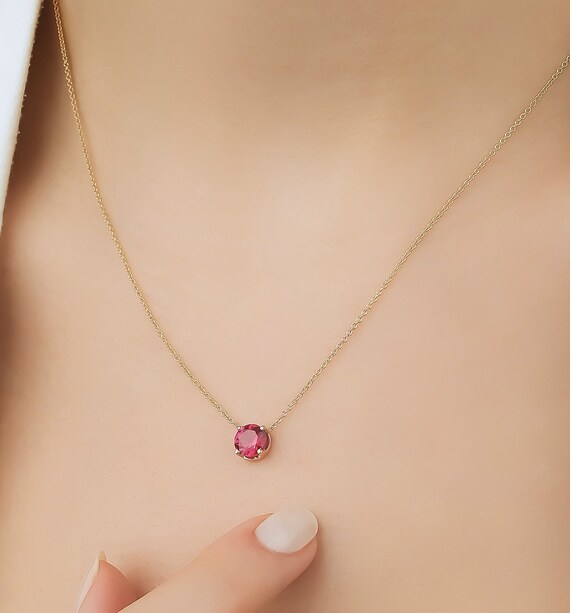 Collar de rubíes Collar de de oro sólido de - Etsy España