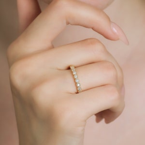 14K Gold Diamond Wedding Ring ,  Diamond Eternity Wedding Band, Half Eternity Diamond Ring, Rings for Women