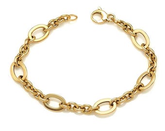 14K Yellow Gold Rolo Chain Bracelet, Rolo Link Bracelet, Cable Chain Bracelet, Chain Bracelet, 4gr Gold Bracelet