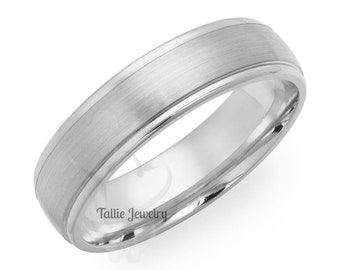 Mens Platinum Wedding Ring, 6mm Satin Finish Platinum Mens Wedding Bands, Rings for Men , Platinum Rings