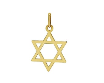 Star Of David Necklace, 14K Solid Yellow Gold Star Of David Necklace, Jewish Star Necklace ,Star Of David Pendant,  21.50mm x16mm