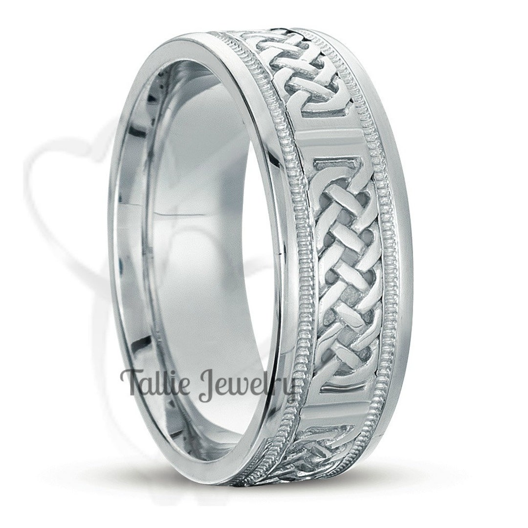 Celtic wedding bands white gold deals