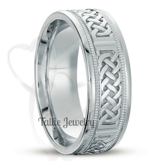 ALMER 14K White Gold Men's Wedding Band Ring Size 8.75 Weave Woven Braided  | eBay