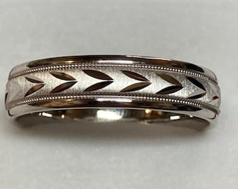 Mens White Gold Wedding Bands, Satin Finish Mens Wedding Rings, 6mm 10K 14K 18K White Gold Mens Wedding Bands, Rings for Men
