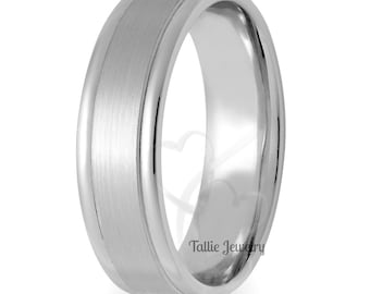 6mm 10K 14K 18K Solid White Gold Mens and Womens Wedding Rings, Satin Finish  Mens Wedding Bands, White Gold Wedding Bands