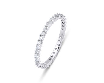 0.60 Carat Diamond Eternity Ring, Diamond Eternity Wedding Bands, 14K White Gold Diamond Wedding Ring, Stacking Diamond Ring, Eternity Ring