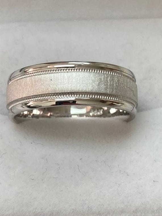 mens white gold dress rings Wedding Bands, Brushed Finish Mens Wedding Rings, 6mm 10K 14K 18K Solid White Gold Mens Wedding Bands, for Men 24