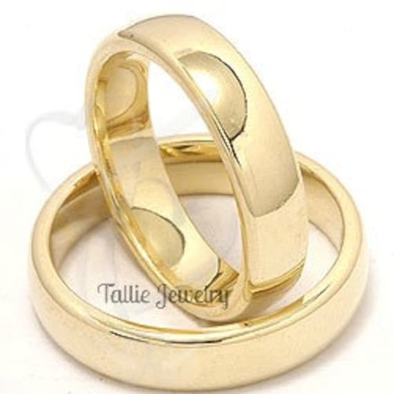 5mm 10K 14K 18K Yellow Gold Wedding Bands Matching Wedding Rings