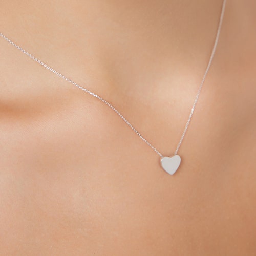 14K White Gold Heart Necklace 