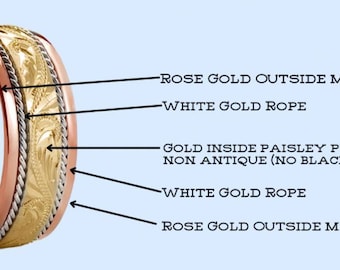 Custom Made 8mm 10K White and Yellow Gold Hand Made Wedding Band