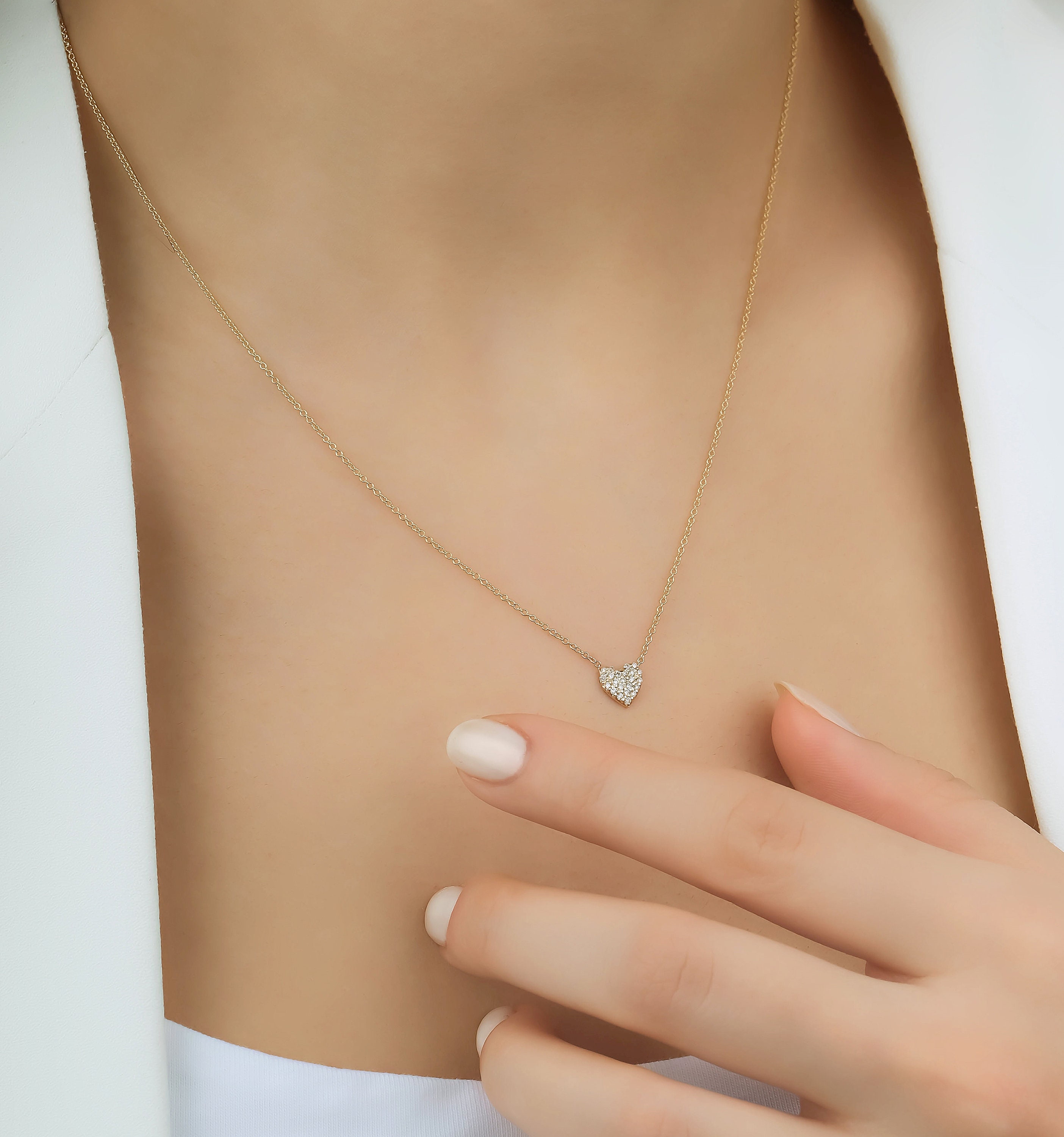 Dainty white gold sale necklace