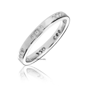 Platinum Diamond Ring /  Platinum Diamond Wedding Band /  2mm Thin Diamond Eternity Ring / Platinum Band