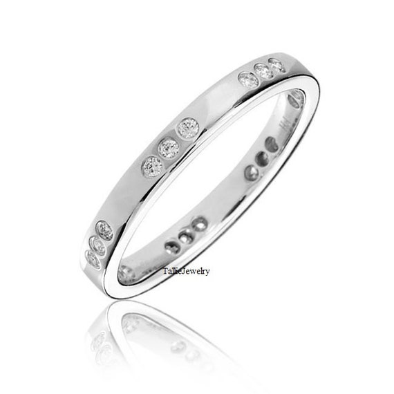 14K Ultra Thin Half Eternity Baguette Diamond Stackable Ring – FERKOS FJ