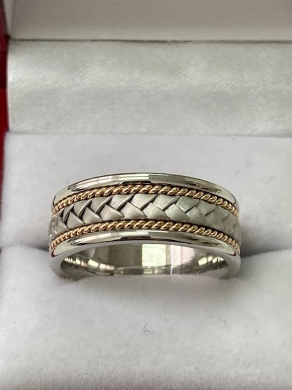 Double-braided Milgrain Hand Woven Wedding Ring Set