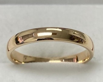 3mm 10K 14K 18K Solid Yellow Gold Wedding Bands, Dome Plain Mens and Womens Wedding Rings, His and Hers Wedding Bands