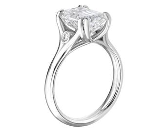 14K Solid White Gold Diamond Engagement Ring ,3 Carat Lab Diamond Emerald Cut Diamond Ring, Diamond Wedding Band, Womens Diamond Rings