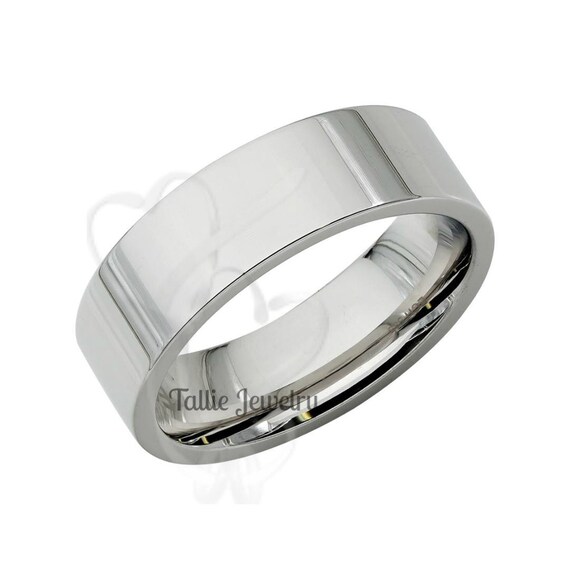 Mens flat hotsell black wedding bands