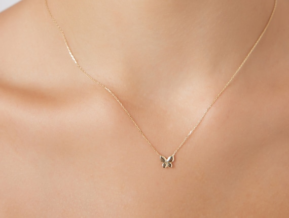 14 karat 2024 gold butterfly necklace