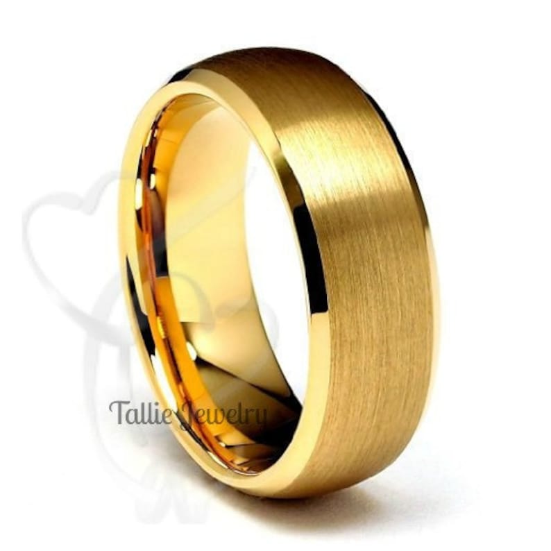 Mens Yellow Gold Wedding Bands7mm 10K 14K 18K Solid Gold Mens Etsy
