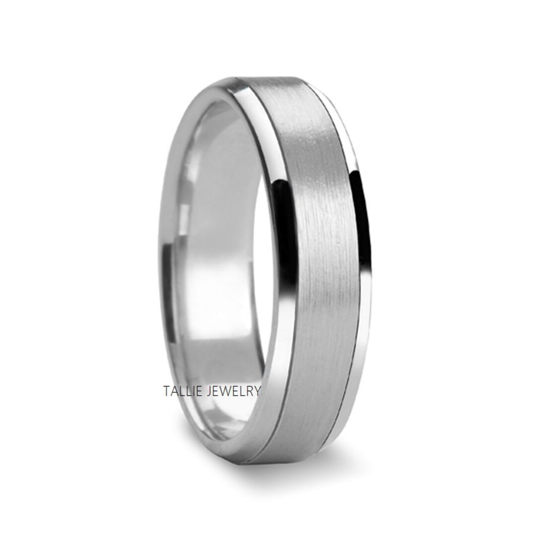 White Gold Mens Wedding Bands , Mens Wedding Rings, 6mm 10K 14K 18K ...