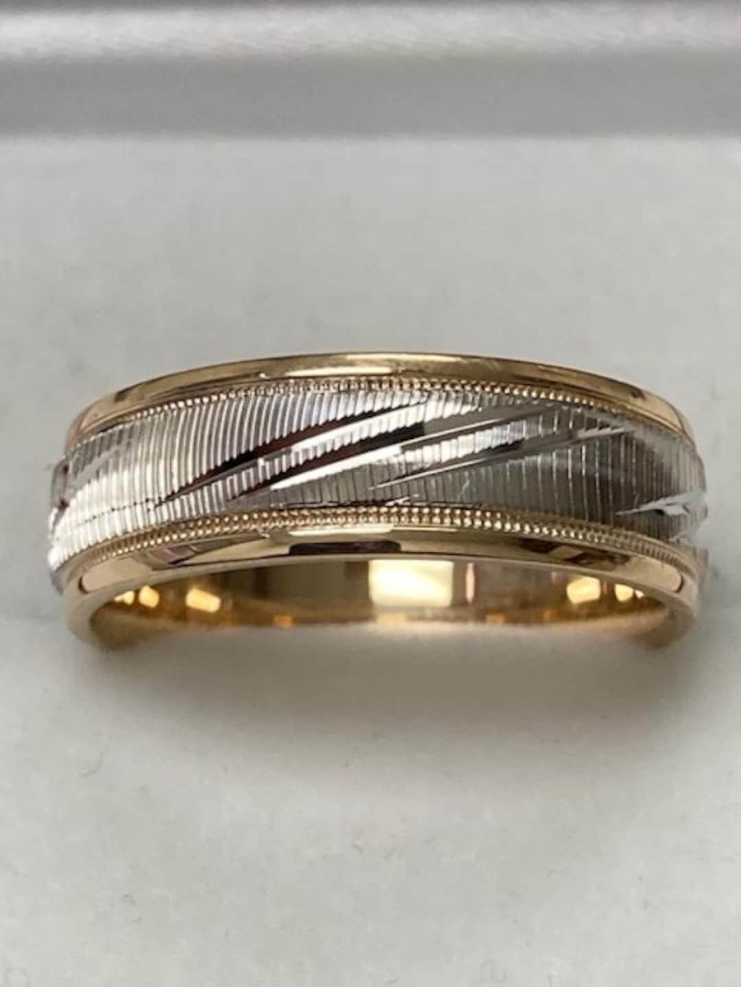 Two Tone Gold Wedding Bands, Mens Wedding Ring, Mens Wedding Band, 6mm ...