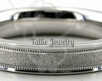 4mm 10K 14K 18K Solid White Gold Mens and Womens Wedding Rings, Milgrin Mens Wedding Bands, White Gold Wedding Bands