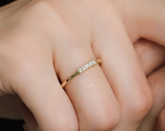 14K Gold Diamond Wedding Bands, Womens Princess Cut Diamond Wedding Rings  Engagement Rings ,Anniversary Wedding Band,  Promise Ring
