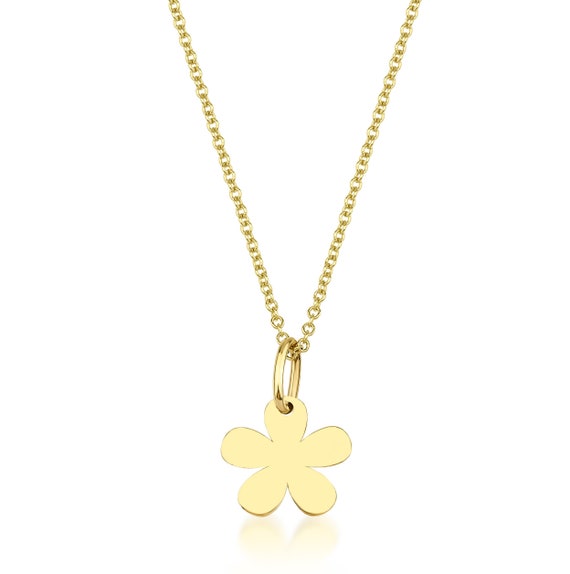 14K Solid Yellow Gold Daisy Flower Necklace Minimalist Daisy Pendant Four Leaf Clover Necklace Irish Clover Necklace Luck Charm Etsy