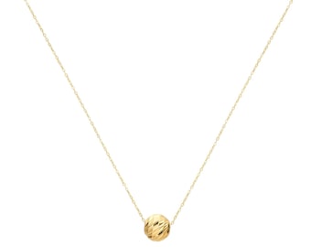14K Solid Yellow Gold Ball Necklace, Dainty Ball Necklace, Minimalist Ball Necklace, Gold Necklace