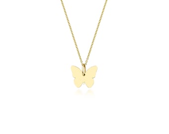 Butterfly Necklace, 14K Solid Yellow Gold Butterfly Necklace,Minimalist Butterfly Necklace,Butterfly Charm, Gold Necklace, Butterfly Pendant