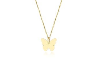 Butterfly Necklace, 14K Solid Yellow Gold Butterfly Necklace,Minimalist Butterfly Necklace,Butterfly Charm, Gold Necklace, Butterfly Pendant