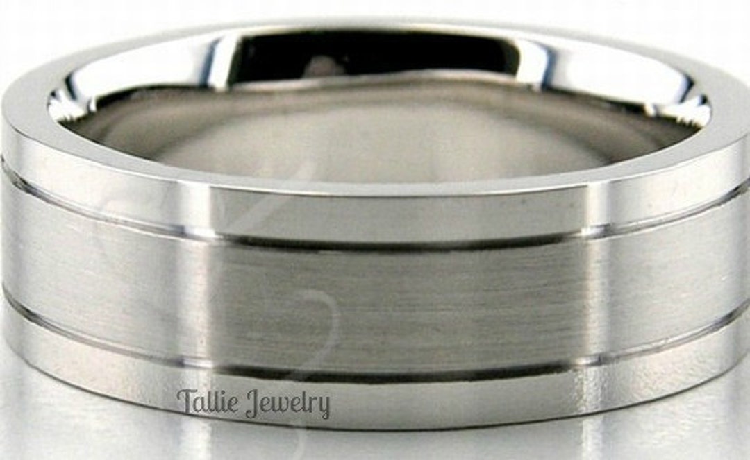 Mens Platinum Wedding Bands , Mens Platinum Wedding Rings, 7mm Satin