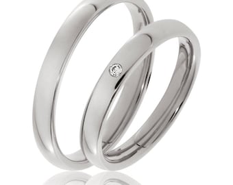 His & Hers Wedding Rings, Matching Wedding Bands, 10K 14K 18K Solid White Gold Mens Womens Wedding Rings , His and Hers Wedding Bands