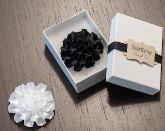 2" White or Black Carnation Men's Lapel Flower Pin /  Wedding Carnation Boutonniere / Baptism Lapel Pin / Brooch Flower Pin