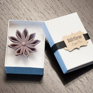 Lotus Kanzashi Lapel Pin: Quartz Blush Flower Boutonniere