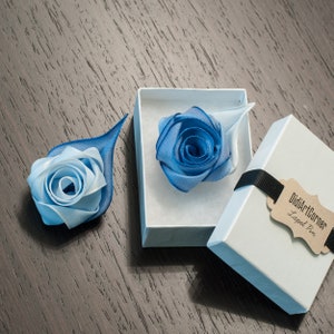 Blaues Ombre Rose Blume Anstecknadel Boutonniere - Herren Blume Anstecknadel - Blaue Stoff Rose Blume Brosche - Hochzeit Boutonniere - Anstecknadel