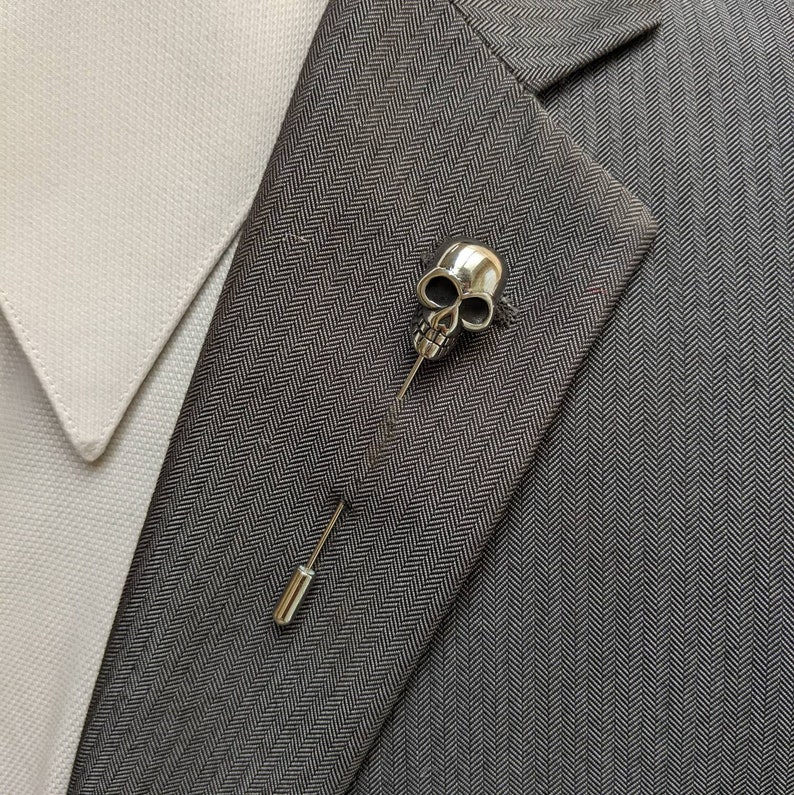 Skull Lapel Stick Pin, Halloween Skull Lapel pin image 1