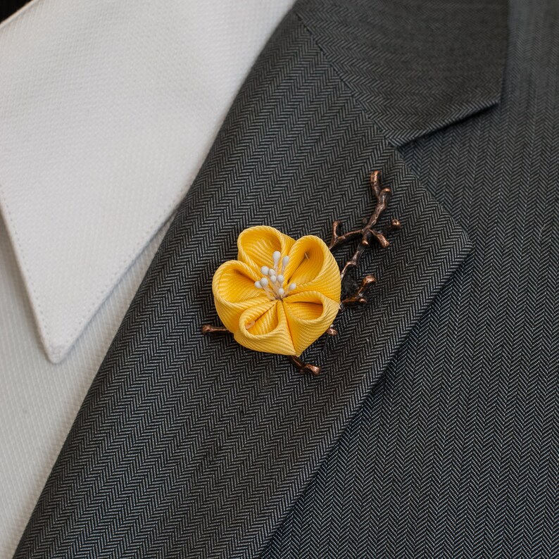 Yellow Cherry Blossom Flower Lapel Pin / Men's Lapel Pin / Etsy Australia