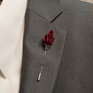 Burgundy Men's Lapel Stick Pin Royal Scepter, Wedding Boutonniere, Lapel pins men