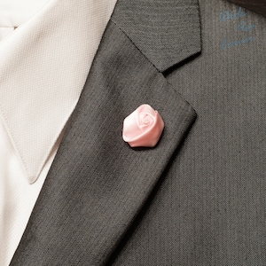 Handcrafted Cotton Candy Satin Rose Lapel Pin