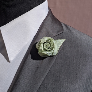 Sage or Teal Rose flower Lapel Pin Boutonniere - Men&#39;s Flower Lapel Pin -  rose flower brooch -  Wedding Boutonniere - Lapel Pin