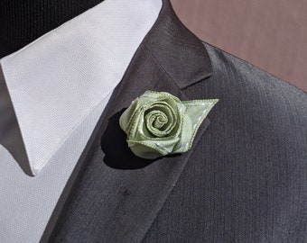 Sage or Teal Rose flower Lapel Pin Boutonniere - Men's Flower Lapel Pin -  rose flower brooch -  Wedding Boutonniere - Lapel Pin