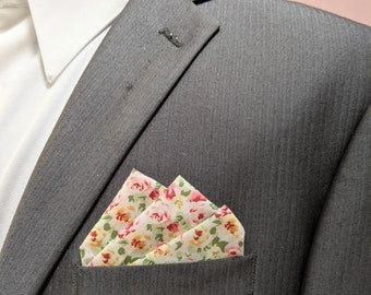 Pocket Square - Watercolor Roses  Pre-Folded Pocket Square